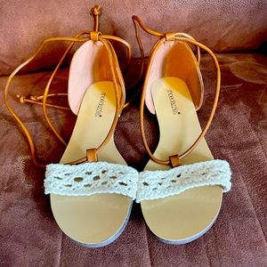 White lace up sandals